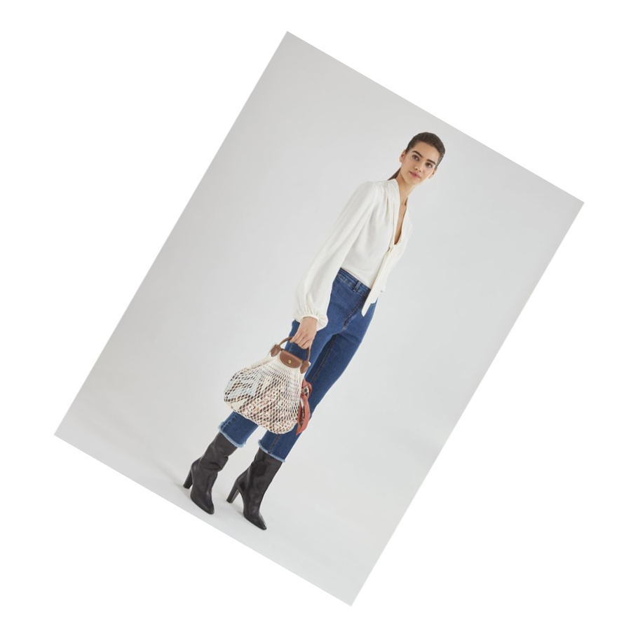 Bolsa De Hombro Longchamp Le Pliage Filet Mujer Beige | ES-HILF831