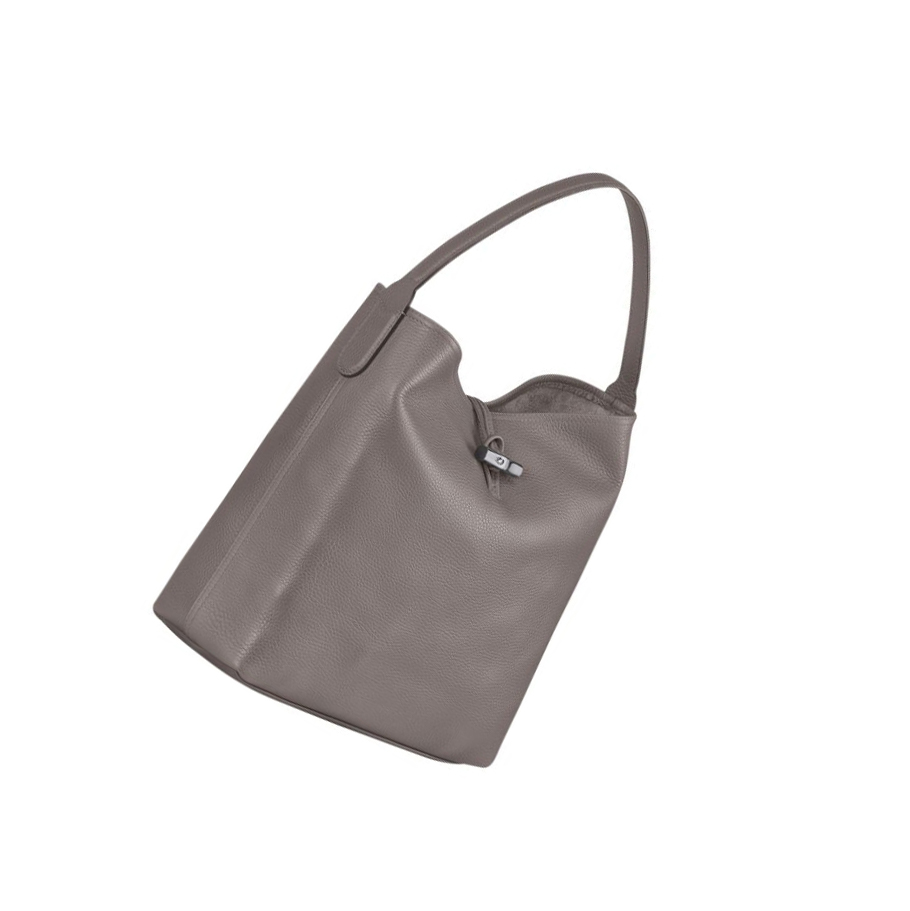 Bolsa De Hombro Longchamp Roseau Essential Mujer Gris | ES-ALDB721
