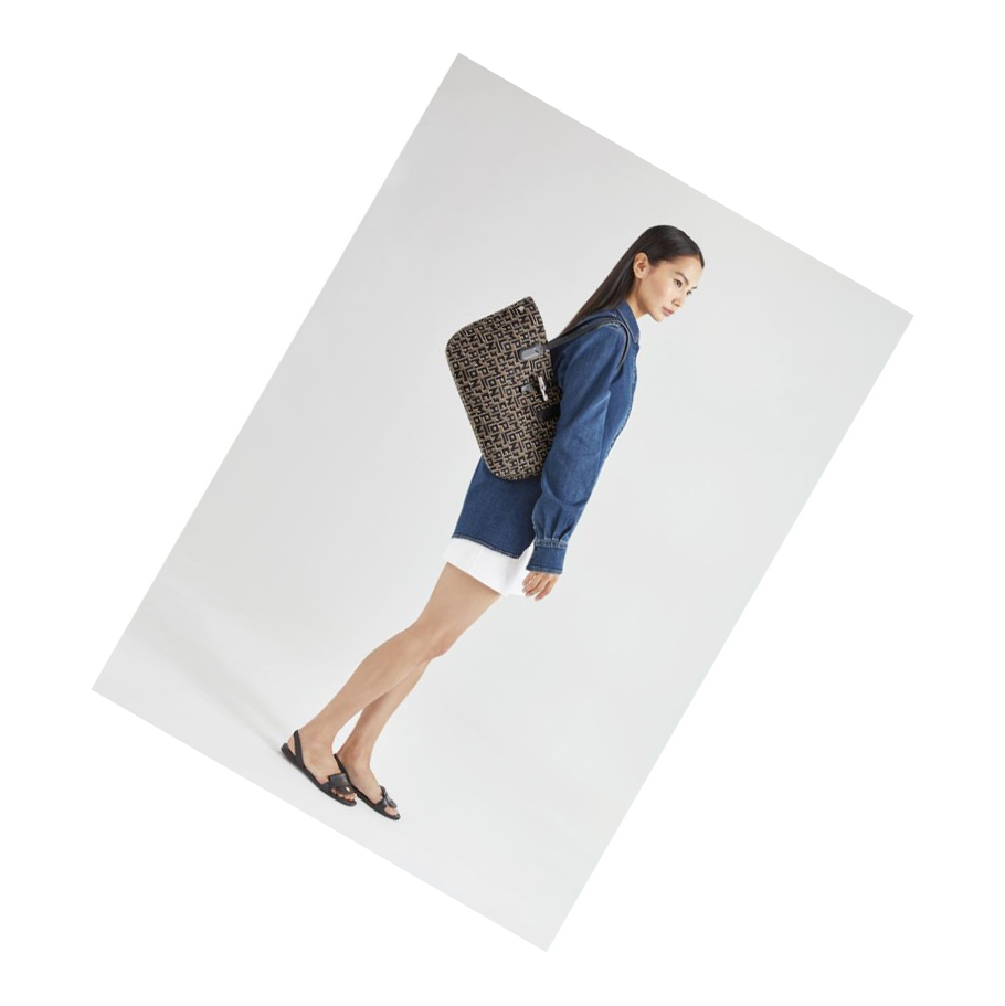 Bolsa De Hombro Longchamp Roseau Essential Lgp M Mujer Marrones Negras | ES-EQRL630