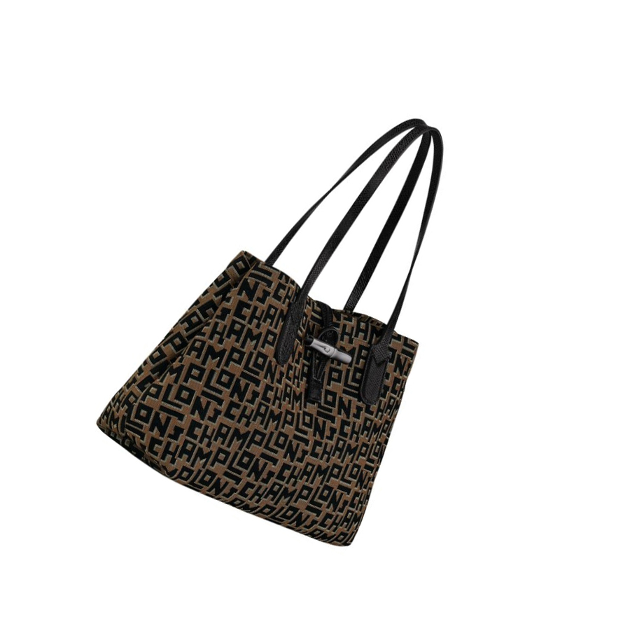 Bolsa De Hombro Longchamp Roseau Essential Lgp M Mujer Marrones Negras | ES-EQRL630