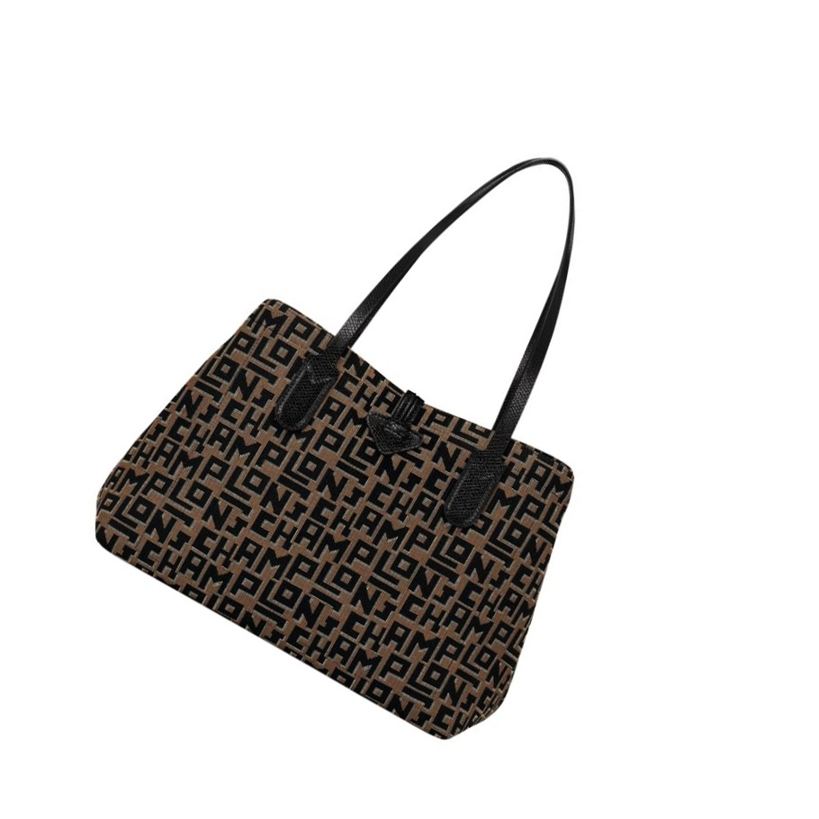 Bolsa De Hombro Longchamp Roseau Essential Lgp M Mujer Marrones Negras | ES-EQRL630