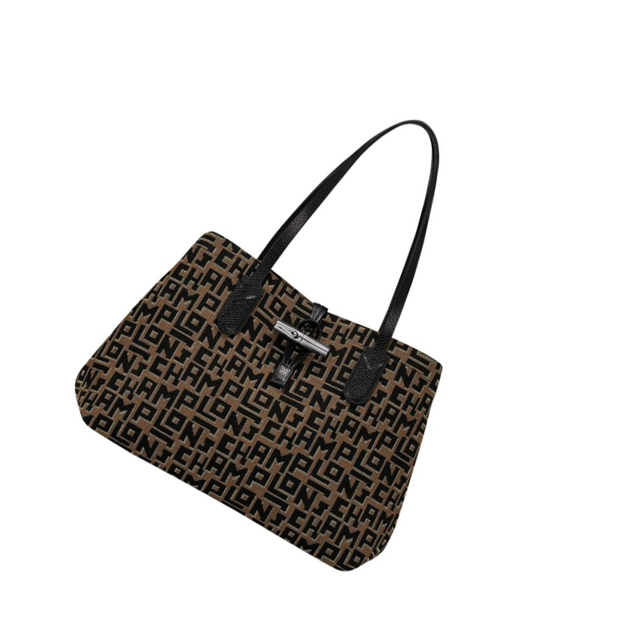 Bolsa De Hombro Longchamp Roseau Essential Lgp M Mujer Marrones Negras | ES-EQRL630