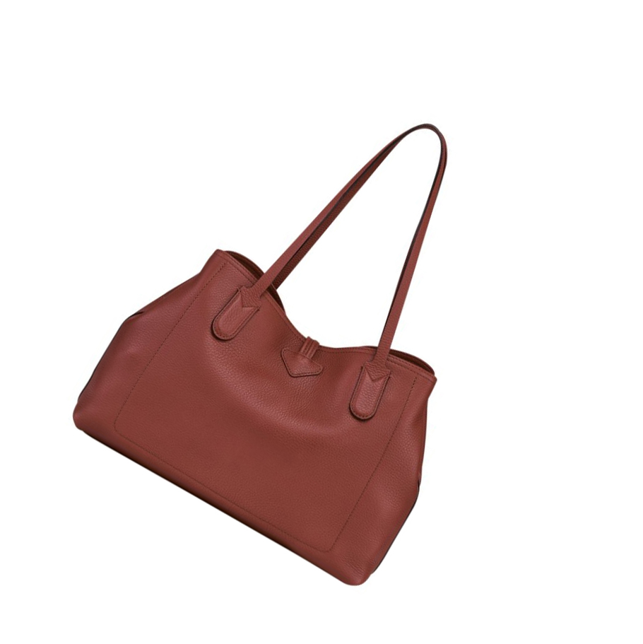 Bolsa De Hombro Longchamp Roseau Essential Mujer Marrones | ES-ERZG709
