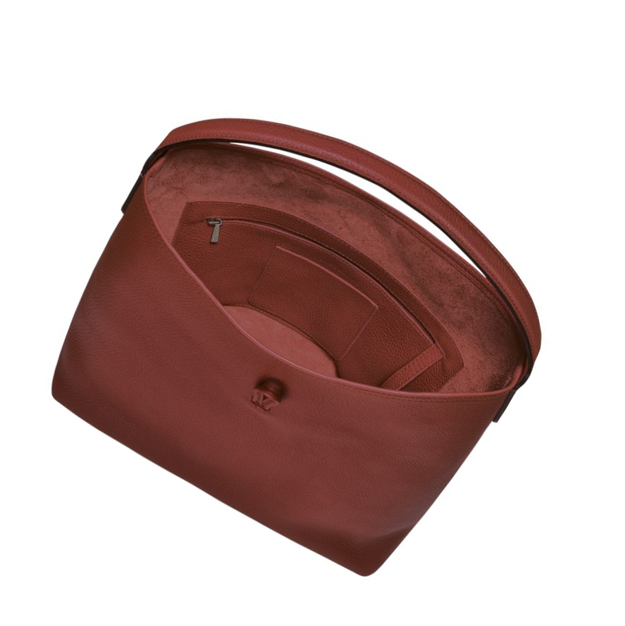 Bolsa De Hombro Longchamp Roseau Essential Mujer Marrones | ES-FKXP924