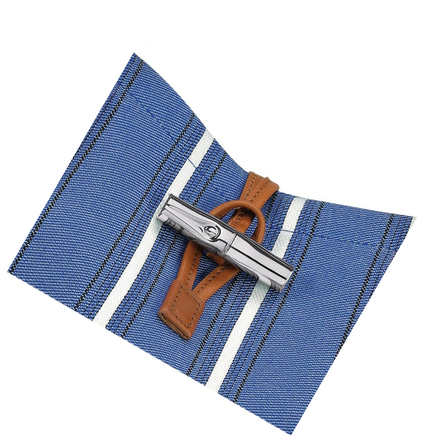 Bolsa De Hombro Longchamp Roseau Essential Rayé L Mujer Azules | ES-OKYA049
