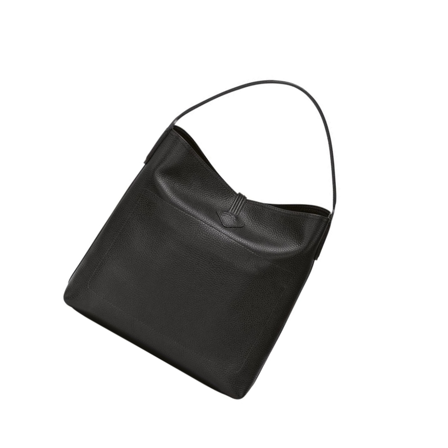 Bolsa De Hombro Longchamp Roseau Essential Mujer Negras | ES-WZDU287