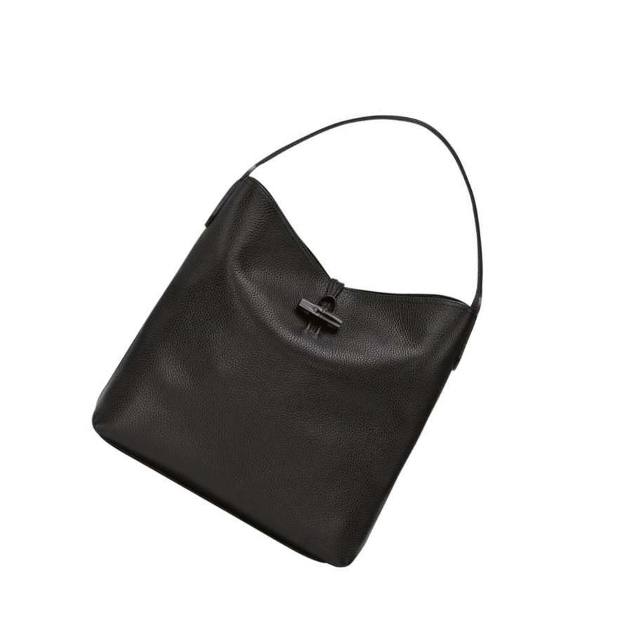 Bolsa De Hombro Longchamp Roseau Essential Mujer Negras | ES-WZDU287