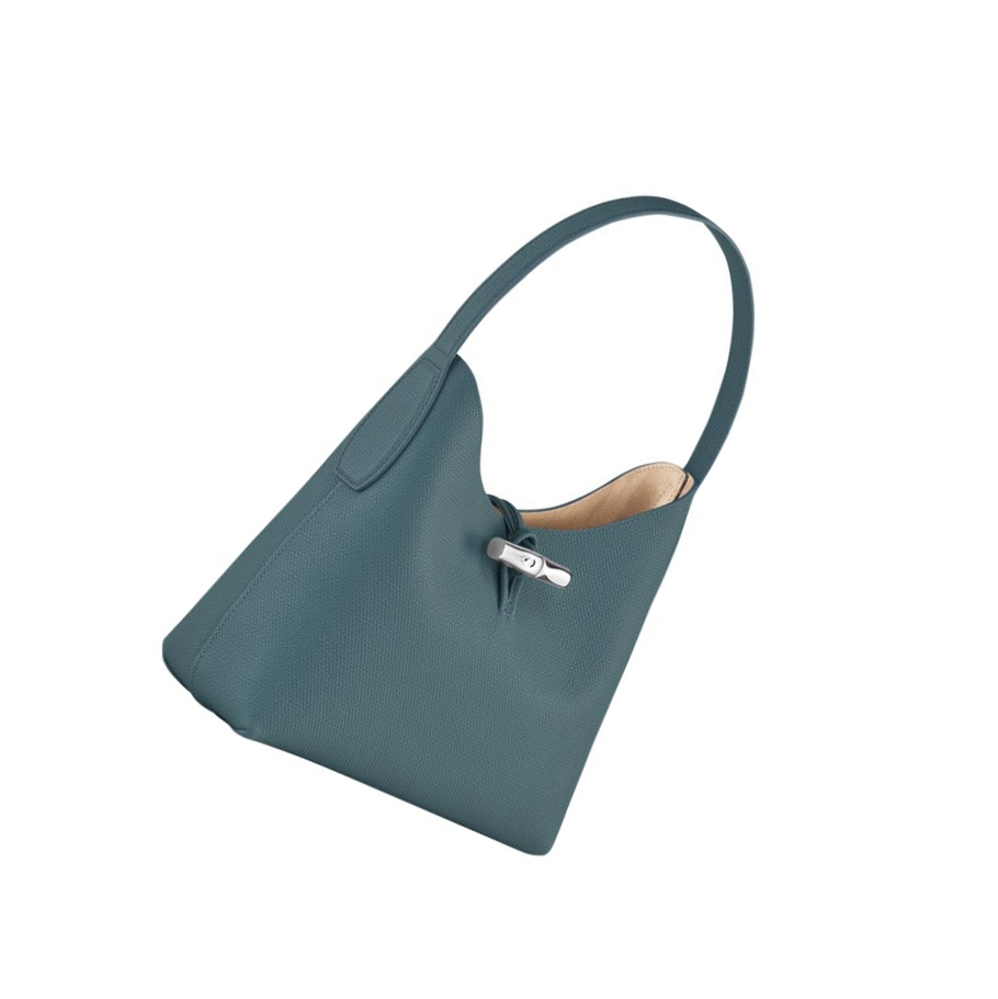 Bolsa De Hombro Longchamp Roseau M Mujer Azules | ES-KAGY768