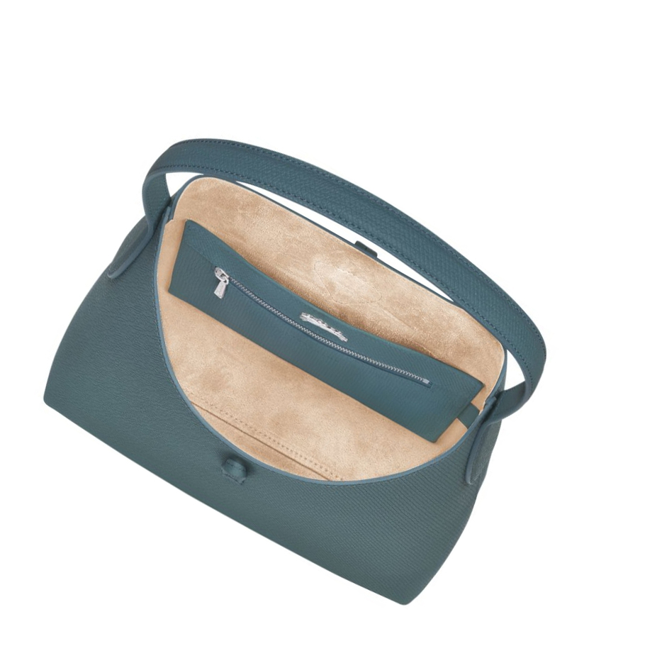Bolsa De Hombro Longchamp Roseau M Mujer Azules | ES-KAGY768