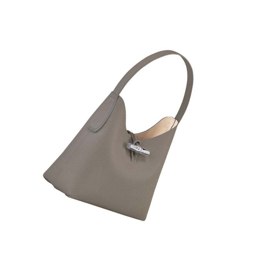 Bolsa De Hombro Longchamp Roseau M Mujer Gris | ES-TUHO047