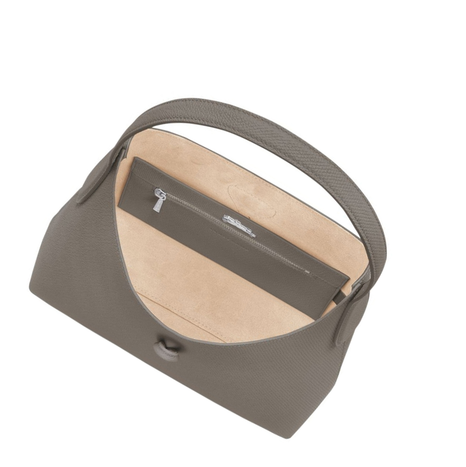 Bolsa De Hombro Longchamp Roseau M Mujer Gris | ES-TUHO047
