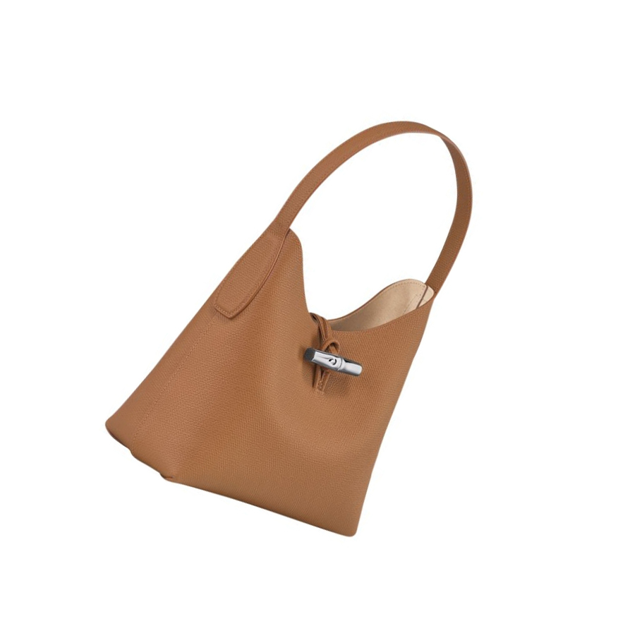 Bolsa De Hombro Longchamp Roseau M Mujer Beige | ES-YZIH847