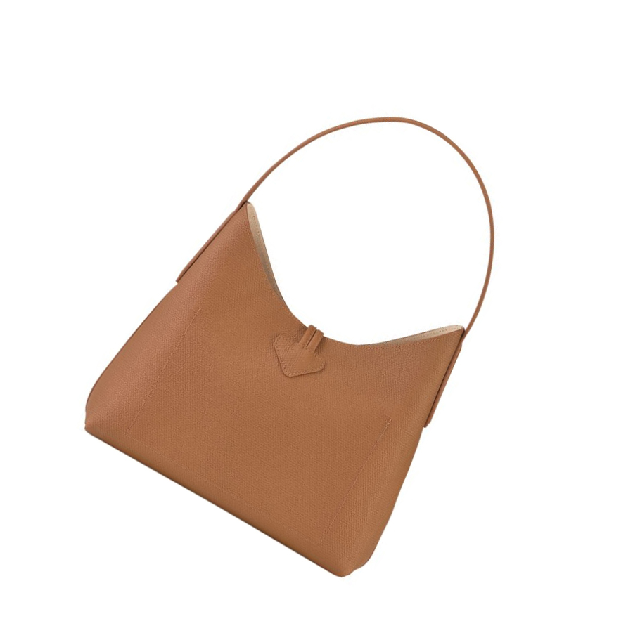 Bolsa De Hombro Longchamp Roseau M Mujer Beige | ES-YZIH847