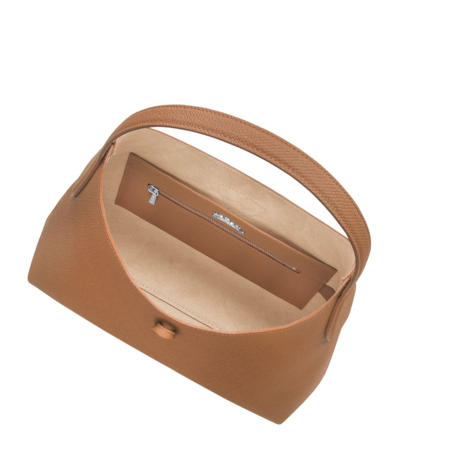 Bolsa De Hombro Longchamp Roseau M Mujer Beige | ES-YZIH847