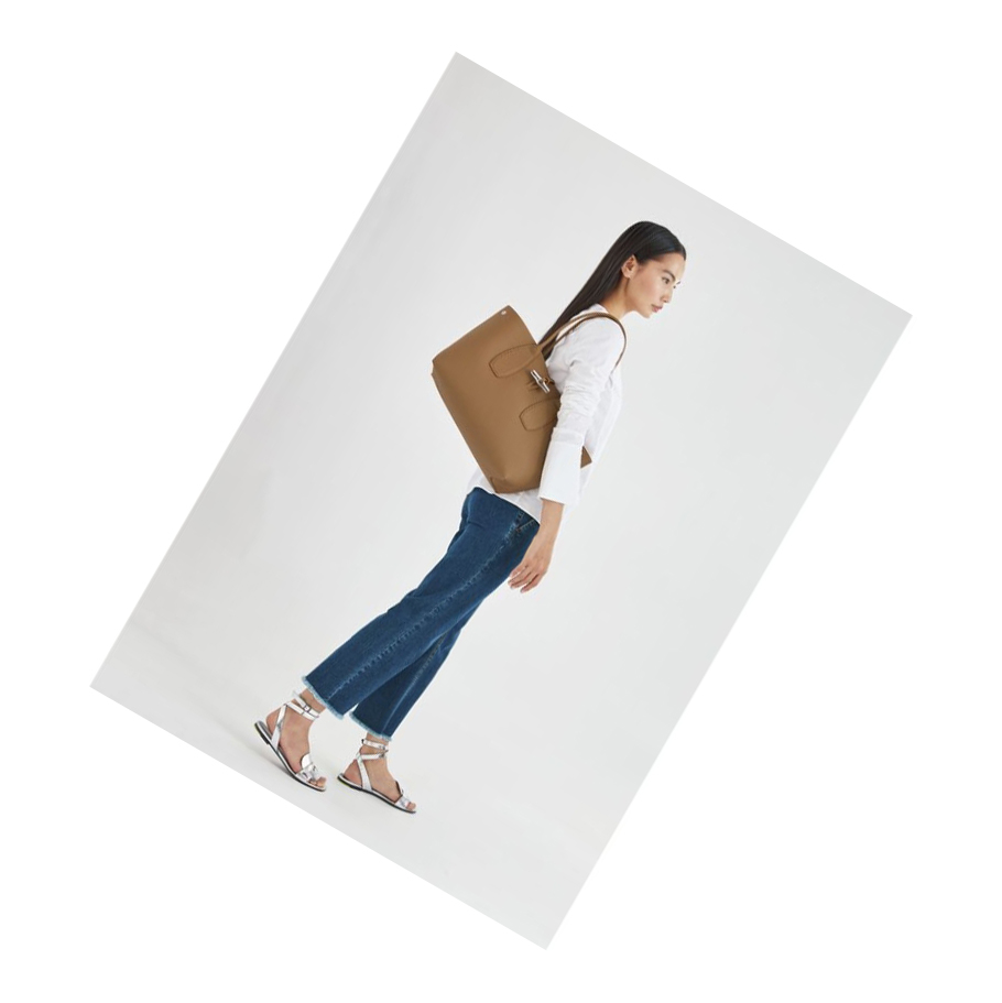 Bolsa De Hombro Longchamp Roseau Mujer Beige | ES-ITGS125