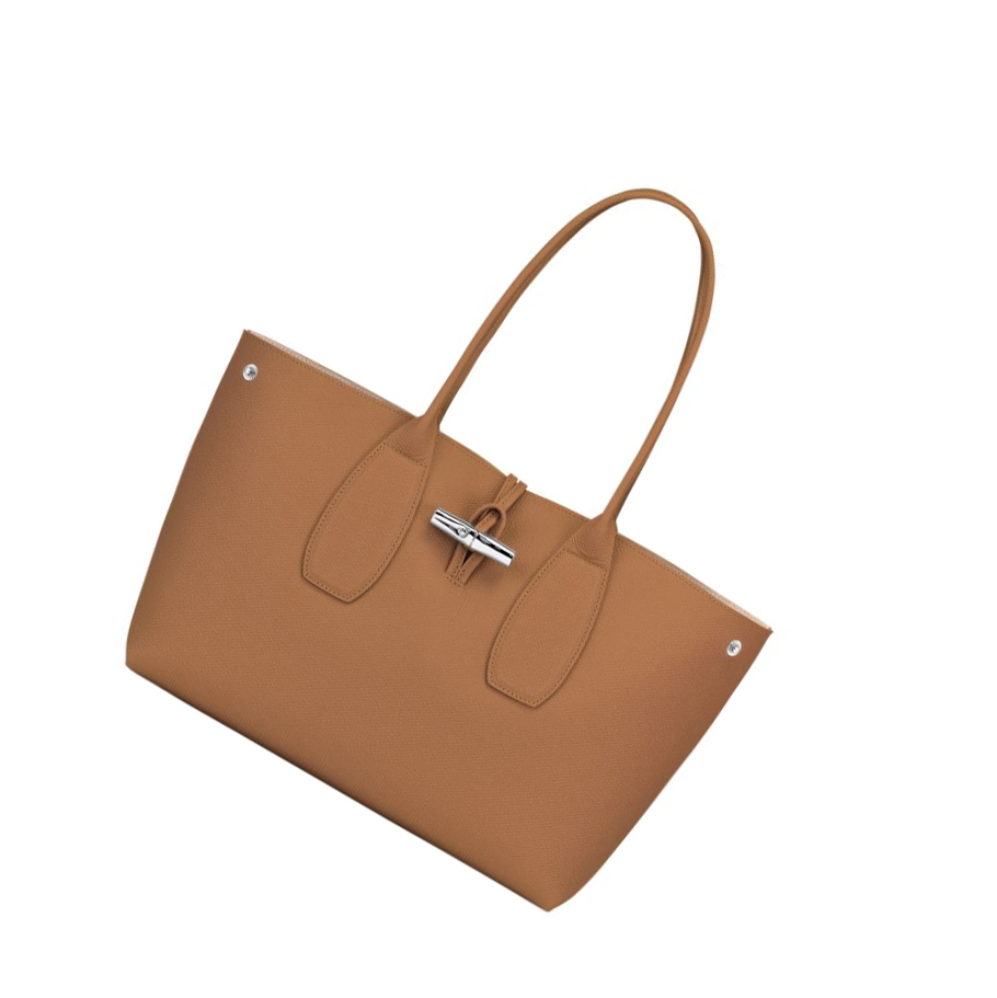 Bolsa De Hombro Longchamp Roseau Mujer Beige | ES-ITGS125