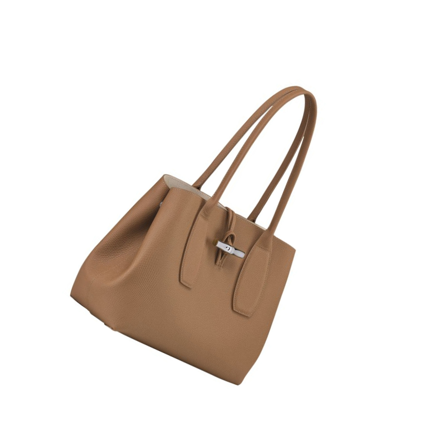 Bolsa De Hombro Longchamp Roseau Mujer Beige | ES-ITGS125