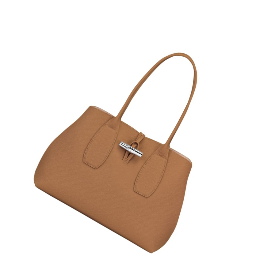 Bolsa De Hombro Longchamp Roseau Mujer Beige | ES-ITGS125