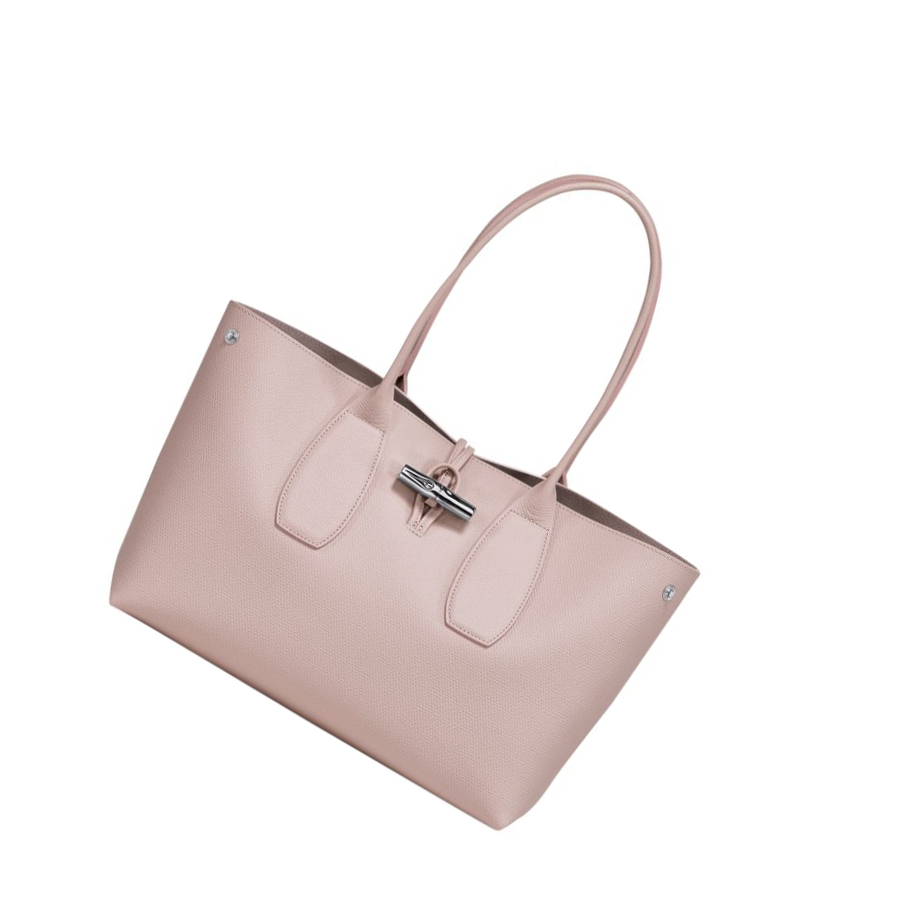 Bolsa De Hombro Longchamp Roseau Mujer Rosas Claro | ES-FIAC403