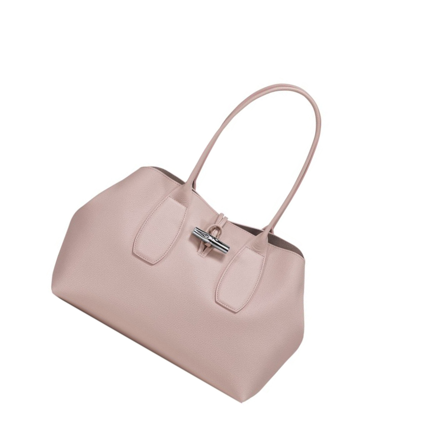 Bolsa De Hombro Longchamp Roseau Mujer Rosas Claro | ES-FIAC403