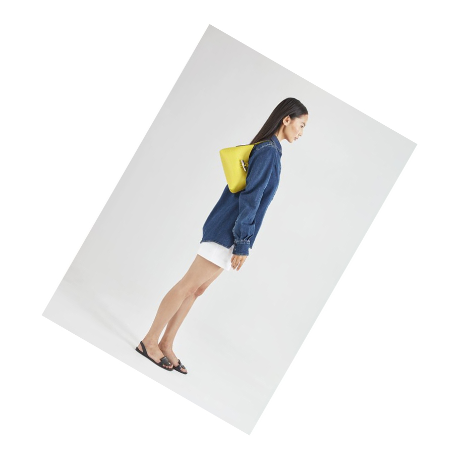 Bolsa De Hombro Longchamp Roseau XS Mujer Amarillo | ES-OLVG736