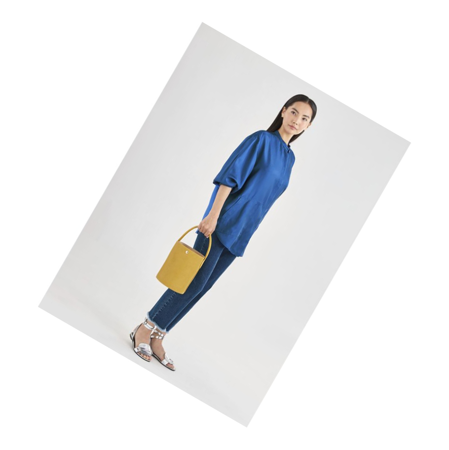 Bolsas De Mano Longchamp Cuir De Russie Mujer Amarillo | ES-IYXK470