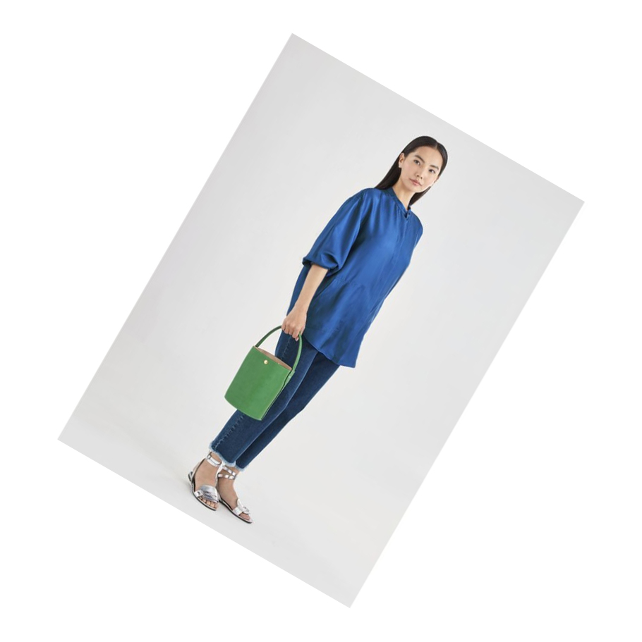 Bolsas De Mano Longchamp Cuir De Russie Mujer Verde | ES-TXQK143