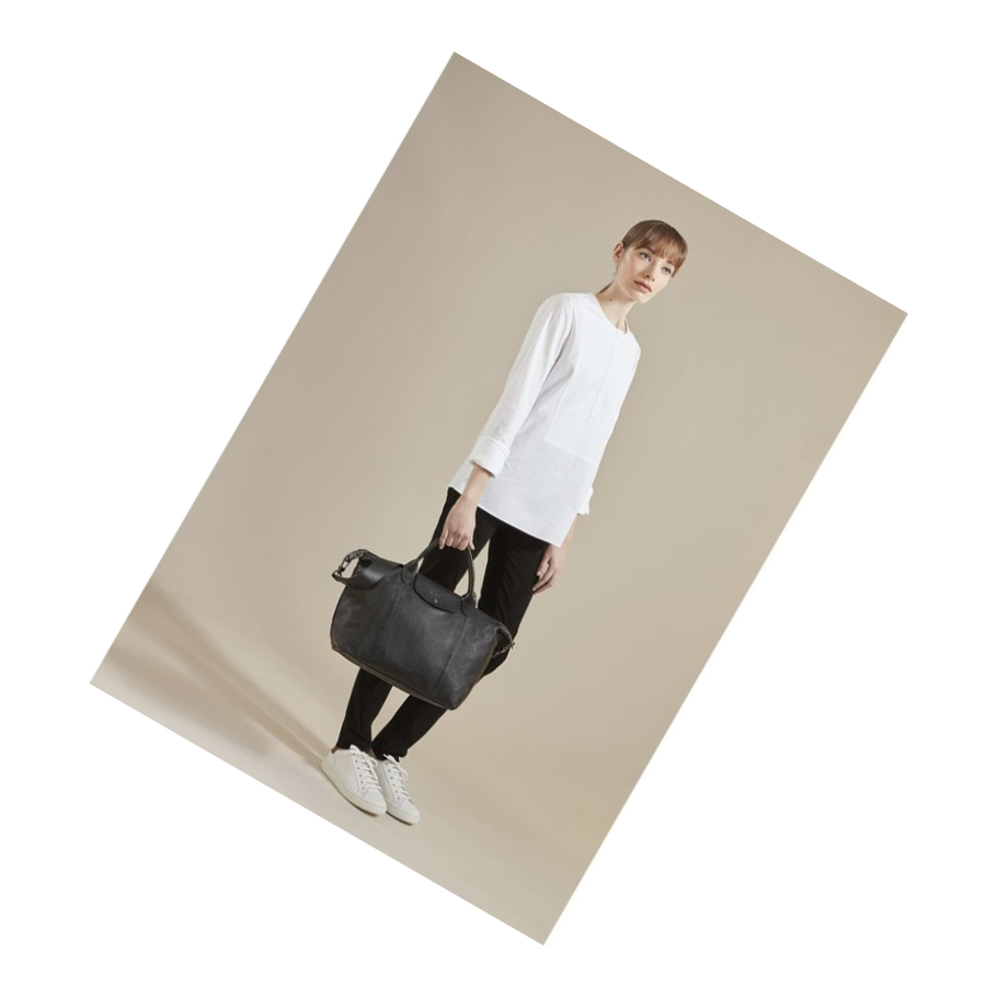 Bolsas De Mano Longchamp Le Pliage Cuir M Mujer Negras | ES-GZTK267