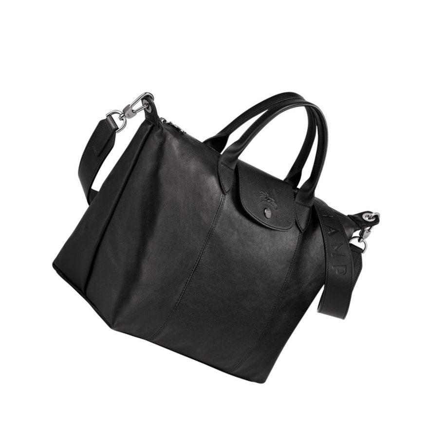 Bolsas De Mano Longchamp Le Pliage Cuir M Mujer Negras | ES-GZTK267