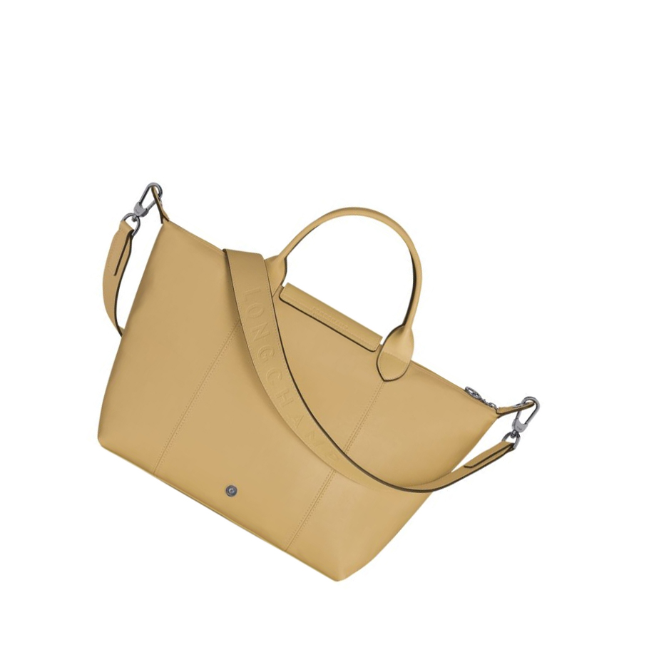 Bolsas De Mano Longchamp Le Pliage Cuir M Mujer Beige | ES-JWFG789