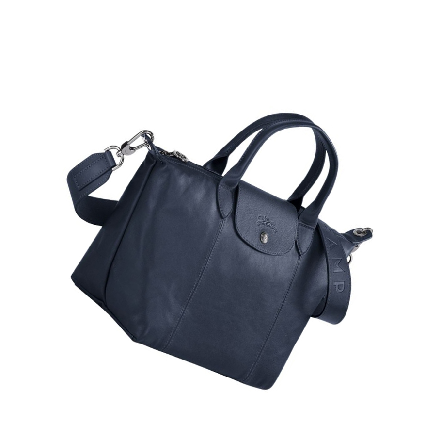 Bolsas De Mano Longchamp Le Pliage Cuir S Mujer Azul Marino | ES-KCHI804