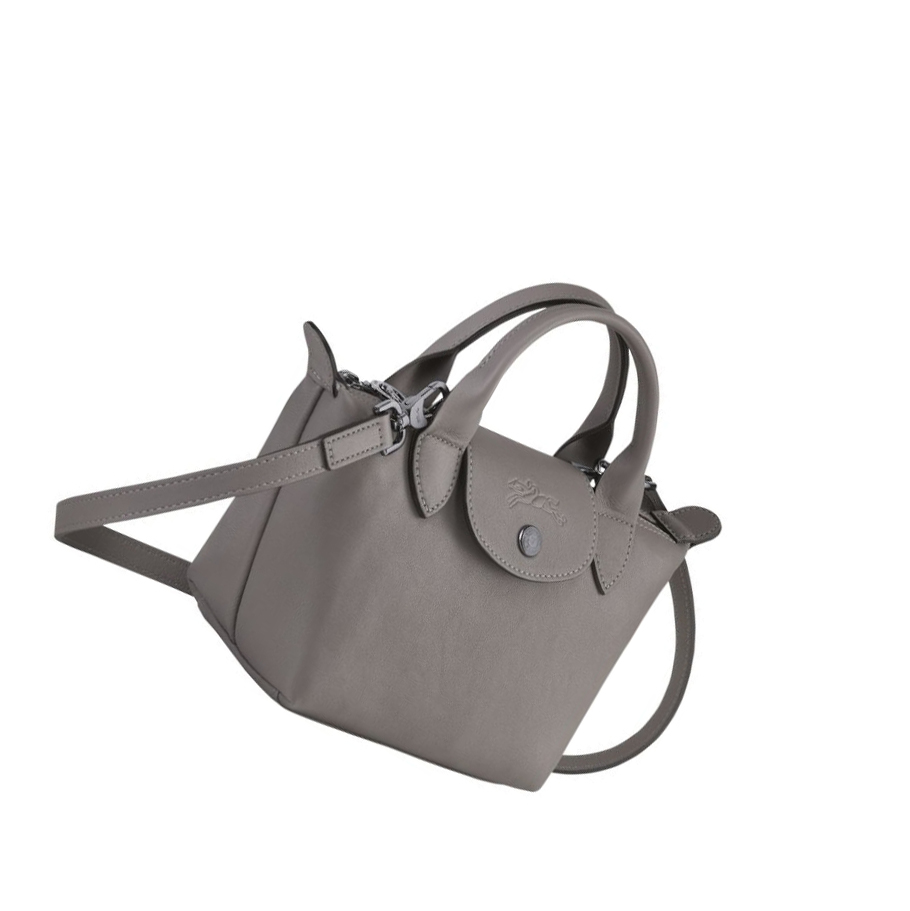 Bolsas De Mano Longchamp Le Pliage Cuir XS Mujer Gris | ES-LJEX021