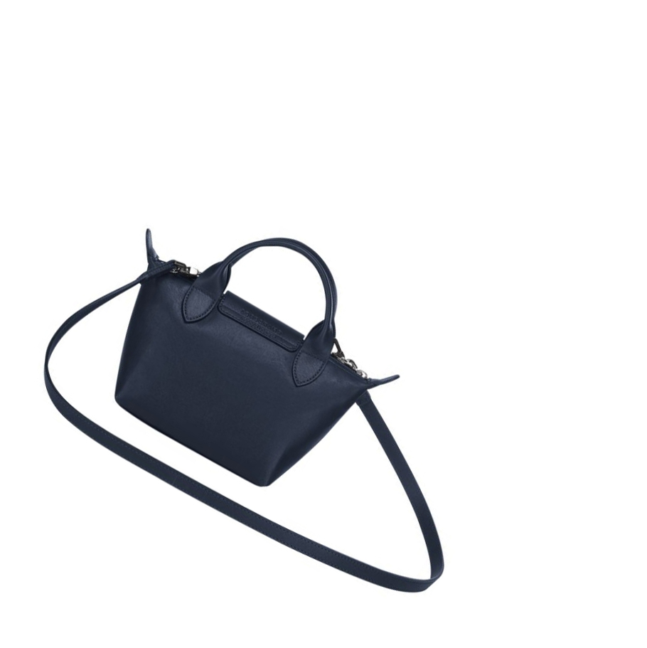 Bolsas De Mano Longchamp Le Pliage Cuir XS Mujer Azul Marino | ES-LRVM120