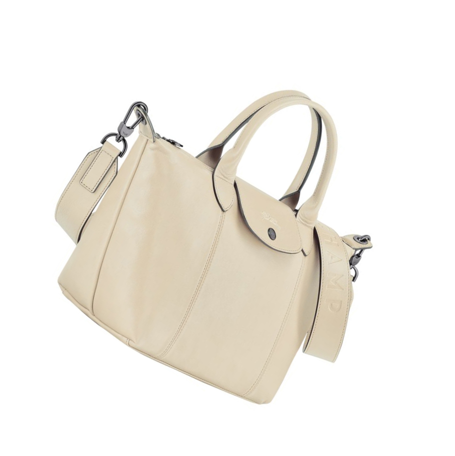 Bolsas De Mano Longchamp Le Pliage Cuir S Mujer Beige | ES-MLGY413