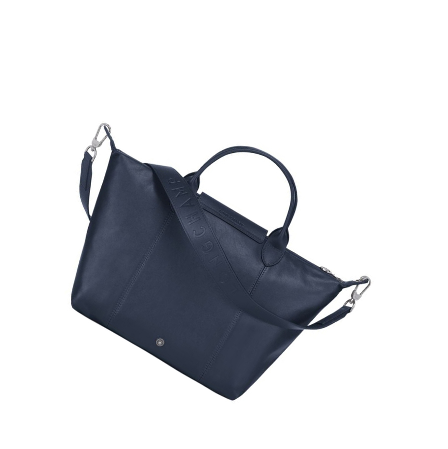 Bolsas De Mano Longchamp Le Pliage Cuir M Mujer Azul Marino | ES-MLKI138
