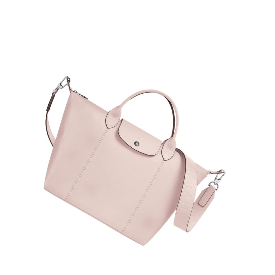Bolsas De Mano Longchamp Le Pliage Cuir M Mujer Rosas | ES-QHEM475