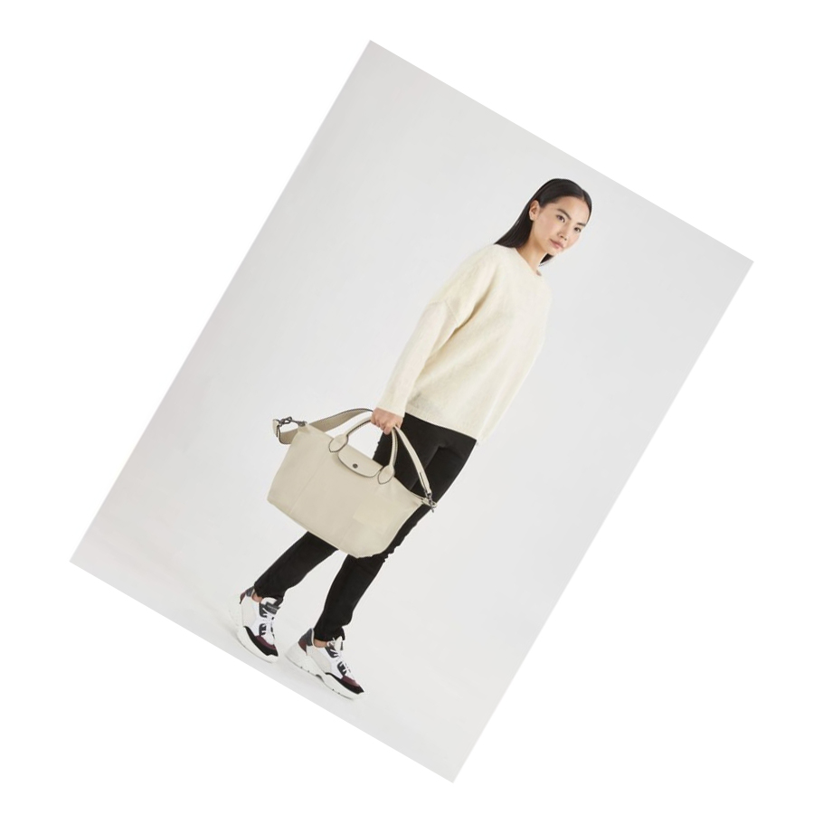 Bolsas De Mano Longchamp Le Pliage Cuir M Mujer Beige | ES-TVWY258