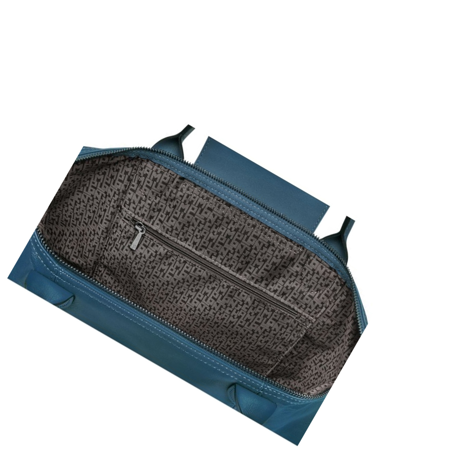Bolsas De Mano Longchamp Le Pliage Cuir M Mujer Azules | ES-USLO120
