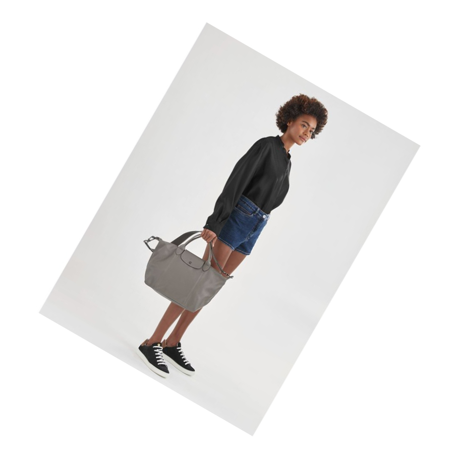 Bolsas De Mano Longchamp Le Pliage Cuir M Mujer Gris | ES-WBYF704