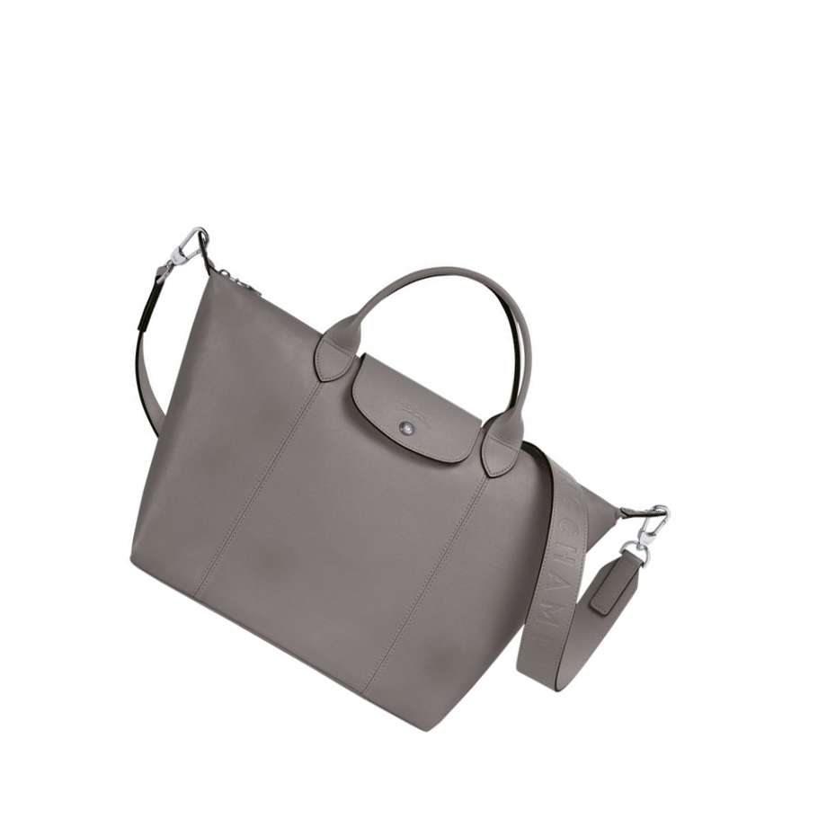 Bolsas De Mano Longchamp Le Pliage Cuir M Mujer Gris | ES-WBYF704