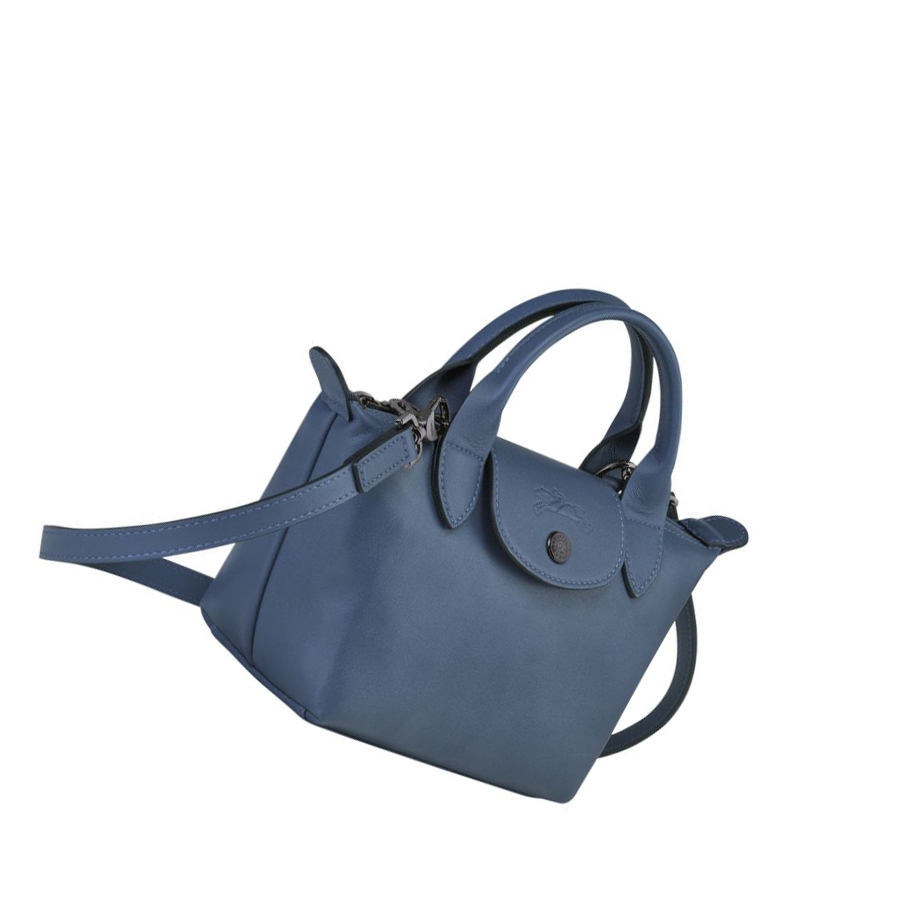 Bolsas De Mano Longchamp Le Pliage Cuir XS Mujer Azules | ES-XDHV804