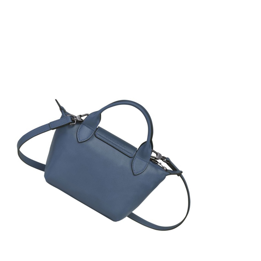 Bolsas De Mano Longchamp Le Pliage Cuir XS Mujer Azules | ES-XDHV804
