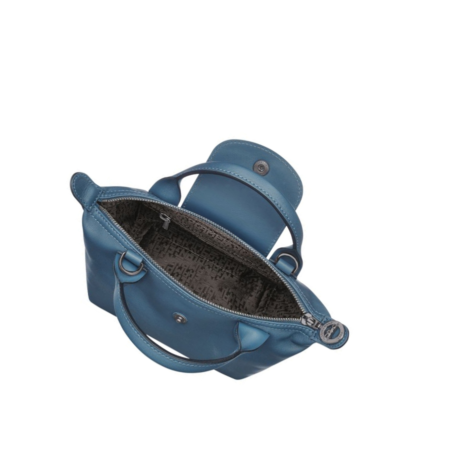 Bolsas De Mano Longchamp Le Pliage Cuir XS Mujer Azules | ES-XDHV804