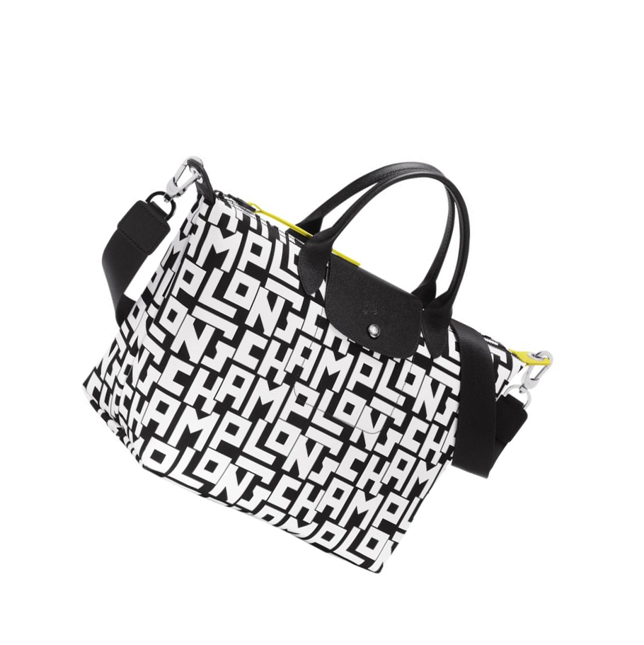Bolsas De Mano Longchamp Le Pliage Lgp M Mujer Negras Blancas | ES-CDXS186
