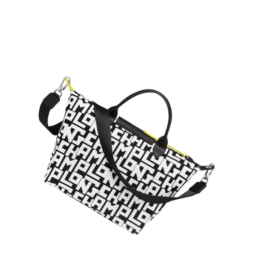 Bolsas De Mano Longchamp Le Pliage Lgp M Mujer Negras Blancas | ES-CDXS186