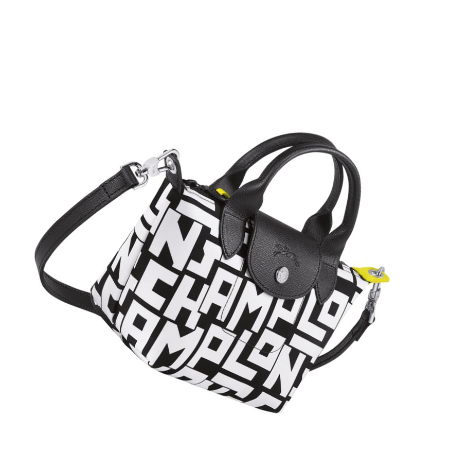 Bolsas De Mano Longchamp Le Pliage Lgp XS Mujer Negras Blancas | ES-KCYU089