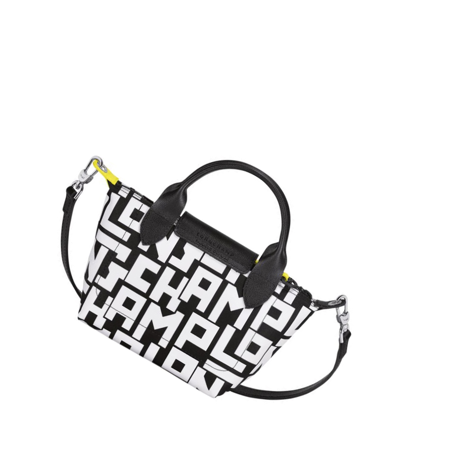 Bolsas De Mano Longchamp Le Pliage Lgp XS Mujer Negras Blancas | ES-KCYU089