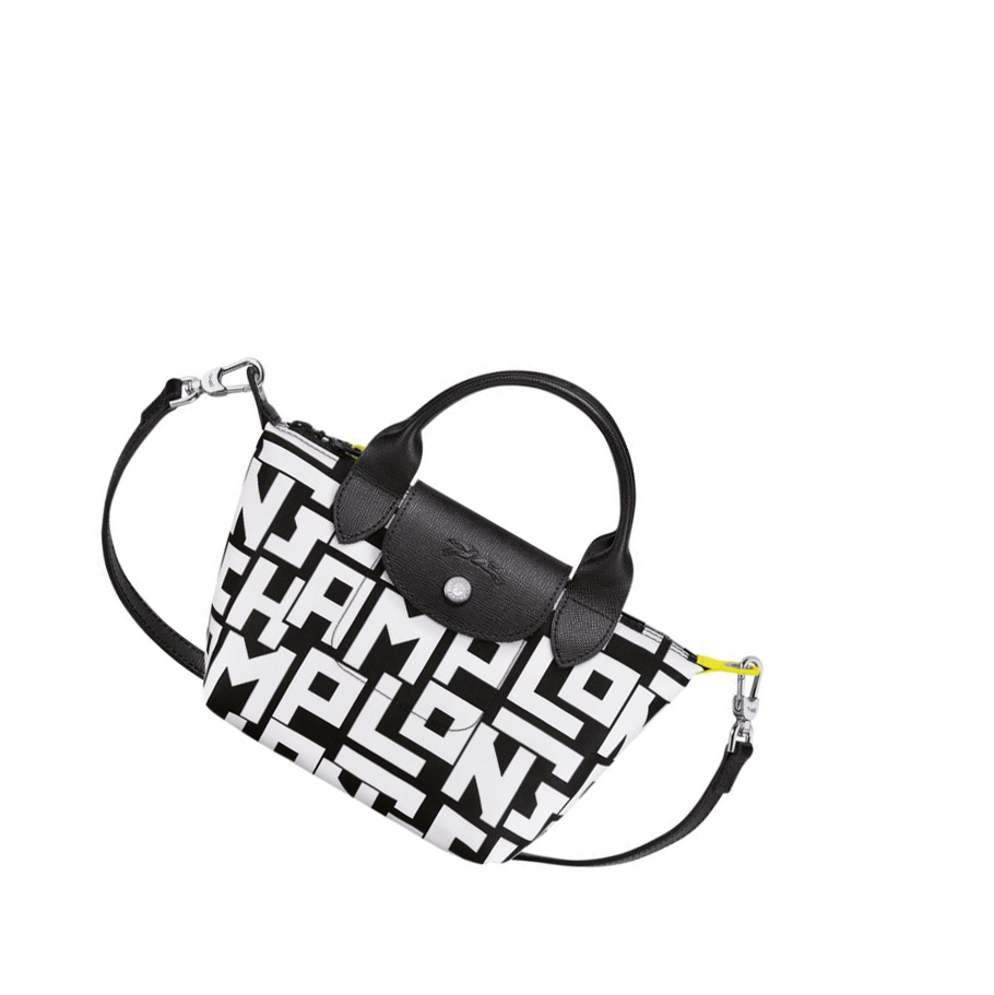 Bolsas De Mano Longchamp Le Pliage Lgp XS Mujer Negras Blancas | ES-KCYU089