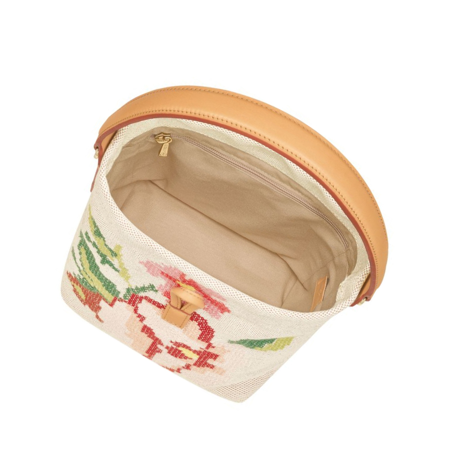 Bolsas De Mano Longchamp Roseau Essential Fleurs S Mujer Rosas | ES-OCPK052