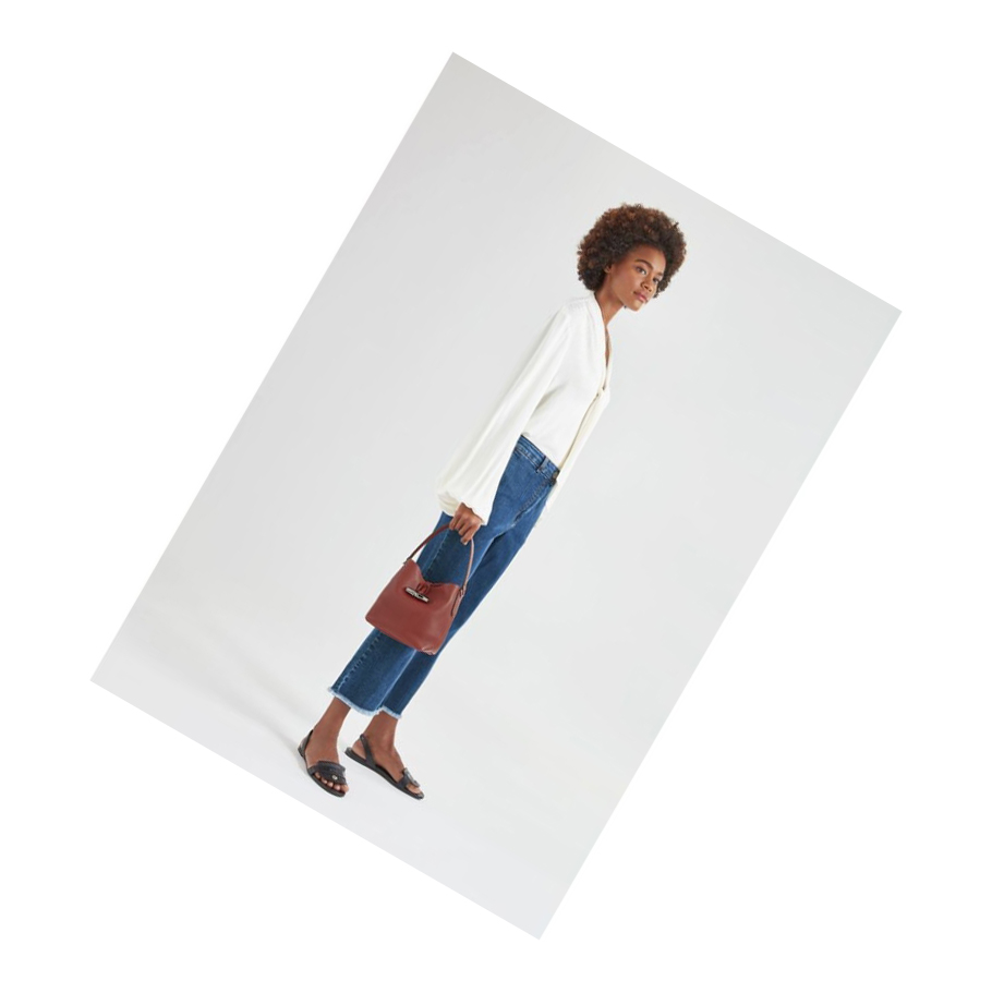 Bolsas De Mano Longchamp Roseau Essential S Mujer Marrones | ES-TJWE814